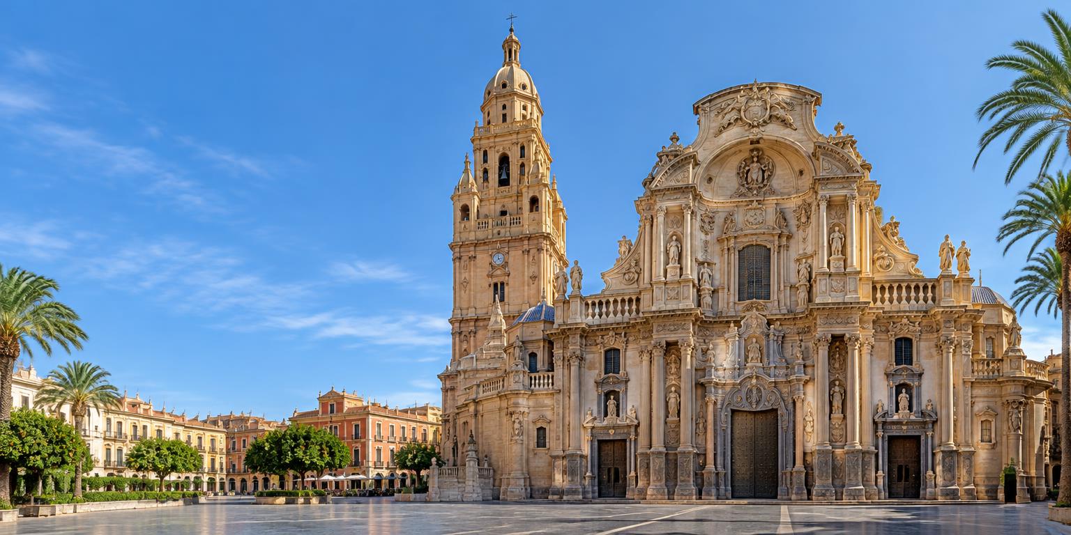 Catedral y plaza del Cardenal Belluga de Murcia